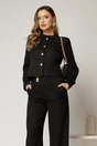Sacou negru scurt cu capace decorative si inchidere cu nasturi, 1, dyfashion.ro