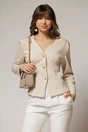Sacou scurt bej cambrat din jerse si inchidere cu nasturi, 1, dyfashion.ro