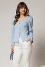 Sacou scurt bleu cambrat din jerse si inchidere cu nasturi, 1, dyfashion.ro