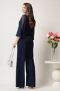 Salopeta DY Fashion bleumarin cu pantaloni evazati si floare in talie, 2, dyfashion.ro