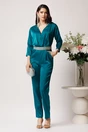 Salopeta DY Fashion din satin verde cu spatele gol si cordon din strasuri, 1, dyfashion.ro