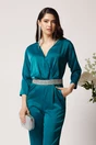 Salopeta DY Fashion din satin verde cu spatele gol si cordon din strasuri, 3, dyfashion.ro