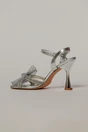 Sandale argintii cu accesoriu floare si barete stralucitoare, 3, dyfashion.ro