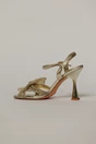 Sandale aurii cu accesoriu floare si barete stralucitoare, 3, dyfashion.ro