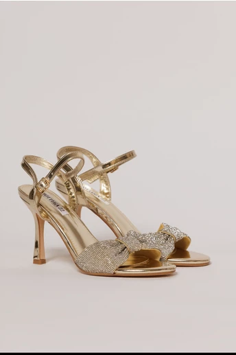 Sandale aurii cu funda stralucitoare