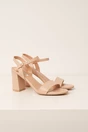 Sandale bej din piele ecologica cu toc gros, 1, dyfashion.ro
