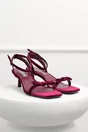 Sandale bordo din catifea cu barete subtiri si fundita, 1, dyfashion.ro