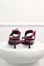 Sandale bordo din catifea cu barete subtiri si fundita, 3, dyfashion.ro
