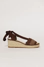 Sandale casual bej cu insertii maro si talpa din iuta impletita, 2, dyfashion.ro