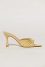 Sandale galbene de tip mule cu acceesoriu auriu, 2, dyfashion.ro