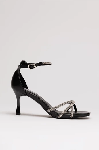 Sandale negre cu stasuri stralucitoare
