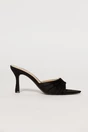 Sandale negre de tip mule cu acceesoriu auriu, 2, dyfashion.ro