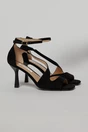 Sandale negre din piele intoarsa ecologica cu varf patrat, 1, dyfashion.ro