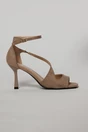 Sandale taupe din piele intoarsa ecologica cu varf patrat, 2, dyfashion.ro