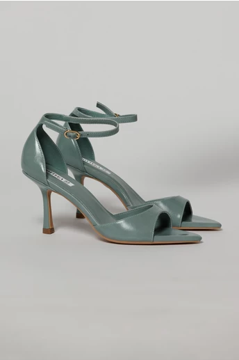 Sandale verde menta elegante din piele ecologica cu varf ascutit