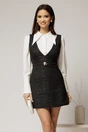 Sarafan DY Fashion din tweed negru cu detaliu auriu in talie, 1, dyfashion.ro