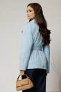 Trench scurt bleu cu rever si cordon in talie, 2, dyfashion.ro