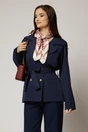 Trench scurt bleumarin cu rever si cordon in talie, 1, dyfashion.ro