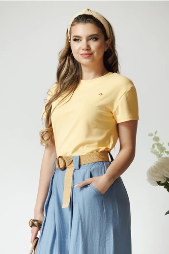 Tricou casual galben cu smiley face