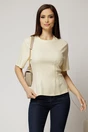 Tricou casual galben pal din bumbac cu maneci scurte si pense de cambraj, 1, dyfashion.ro