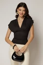 Tricou negru scurt din viscoza cu decolteu si snur la spate, 1, dyfashion.ro