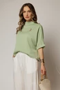 Tricou verde fistic cu brosa si croi lejer cu adaos de viscoza, 1, dyfashion.ro