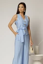 Vesta casual bleu cu dungi si inchidere cu nasturi, 1, dyfashion.ro