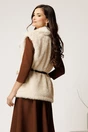 Vesta din blana ivory cu rever si curea in talie, 2, dyfashion.ro
