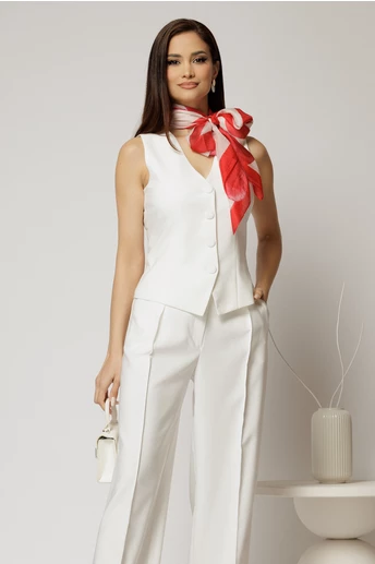 Vesta DY Fashion alba casual office cu croi cambrat