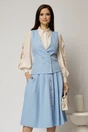 Vesta DY Fashion bleu cambrata cu decolteu si inchidere la doi nasturi, 3, dyfashion.ro