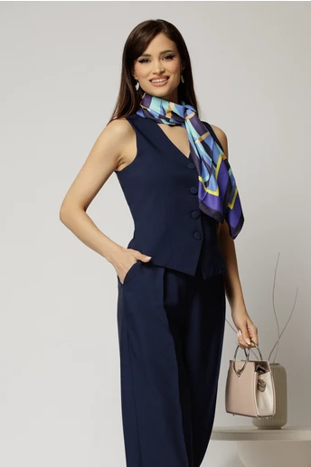 Vesta DY Fashion bleumarin casual office cu croi cambrat
