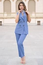 Vesta DY Fashion din stofa albastra cu doua randuri de nasturi