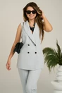 Vesta DY Fashion din stofa gri cu doua randuri de nasturi