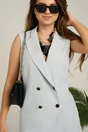 Vesta DY Fashion din stofa gri cu doua randuri de nasturi