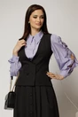 Vesta DY Fashion neagra cambrata cu decolteu si inchidere la doi nasturi, 4, dyfashion.ro