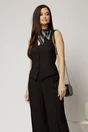 Vesta DY Fashion neagra casual office cu croi cambrat, 1, dyfashion.ro