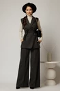 Vesta gri casual office cu croi cambrat si cordon in talie, 3, dyfashion.ro