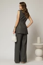 Vesta gri deschis casual office cu croi cambrat si cordon in talie, 2, dyfashion.ro
