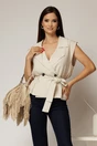 Vesta ivoar casual office din in cu cordon in talie, 1, dyfashion.ro
