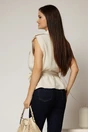 Vesta ivoar casual office din in cu cordon in talie, 2, dyfashion.ro