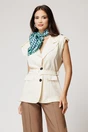Vesta ivory din viscoza cu croi cambrat si cordon in talie, 1, dyfashion.ro