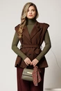 Vesta maro din viscoza cu croi cambrat si cordon in talie, 1, dyfashion.ro
