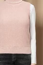 Vesta Mira roz din tricot cu perlute la guler