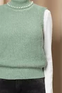 Vesta Mira verde din tricot cu perlute la guler