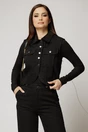 Vesta neagra din denim cu guler, 1, dyfashion.ro