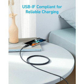 Cablu Anker 322 USB-C la USB-C, 60W, 1.8 metri, Negru