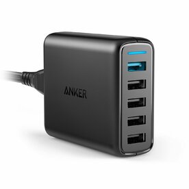 Incarcator de retea Anker PowerPort+ 5 Qualcomm Quick Charge 3.0 51.5W 5 porturi USB PowerIQ Negru