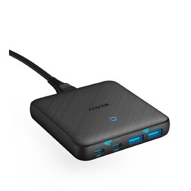 Incarcator de retea Ultra Slim Anker PowerPort 543 Atom 65W, PowerDelivery, 2x USB-C, 2x USB-A, PowerIQ 3.0, Fast Charge, Negru