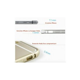 Set bumper aluminiu iPhone 6 Plus silver Hoda Taiwan + folie sticla fata 0.33 + folie spate