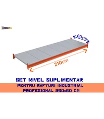 Set Nivel Suplimentar Pentru Rafturi Industrial Profesional 250x60 Cm varianta 210cm si 350kg/nivel